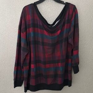 Torrid Off-Shoulder Light Weight French Terry Sweatshirt Women’s Plus 1X Plaid